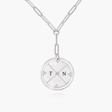Engraved Compass Necklace with Diamond Stainless Steel Travelers Love Gift