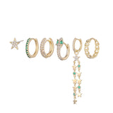 6-pc Hip Hop Zircon Hoop Earrings Set for Women Men
