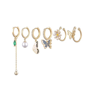 6-Piece Pearl Hoop Earrings Set for Women