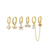 6-Piece Pearl Hoop Earrings Set for Women