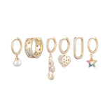 6-Piece Pearl Hoop Earrings Set for Women
