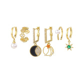 6-Piece Pearl Hoop Earrings Set for Women