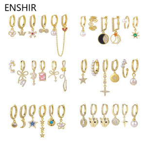6-Piece Pearl Hoop Earrings Set for Women