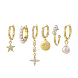 6-Piece Pearl Hoop Earrings Set for Women