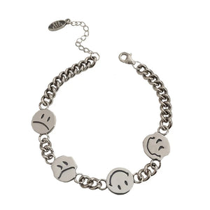 Vintage Silver Plated Face Bracelet for Women and Men