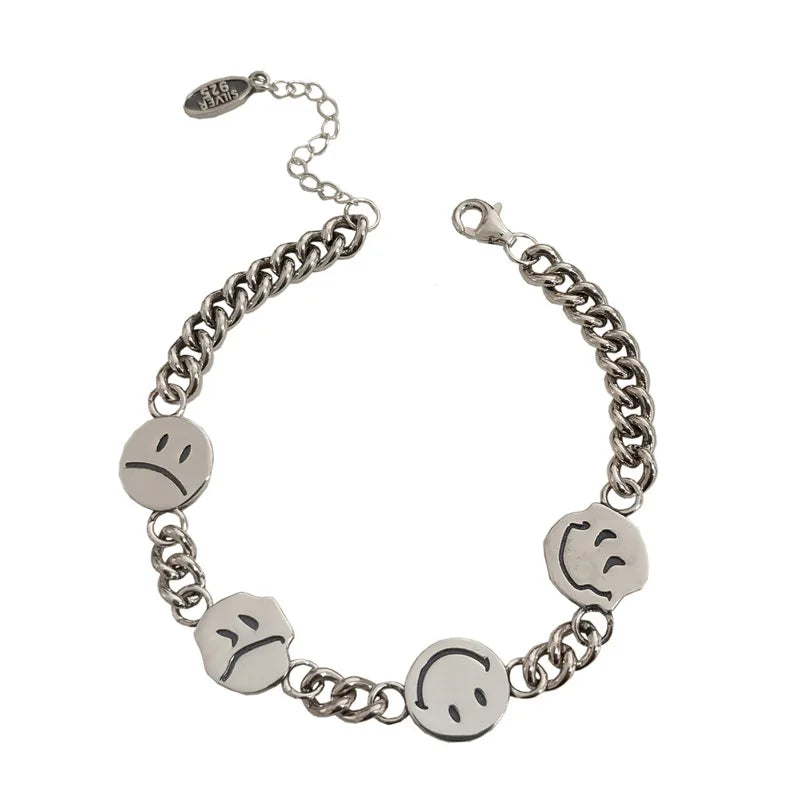 Vintage Silver Plated Face Bracelet for Women and Men
