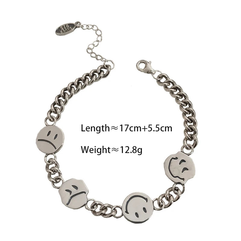 Vintage Silver Plated Face Bracelet for Women and Men