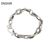 Silver Plated Oval Bracelet for Women Men Couple Jewelry