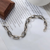 Silver Plated Oval Bracelet for Women Men Couple Jewelry
