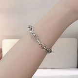Silver Plated Oval Bracelet for Women Men Couple Jewelry