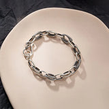 Silver Plated Oval Bracelet for Women Men Couple Jewelry