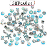 50Pcs Mixed Style Silver Charms Beads Dangle DIY Bracelets Jewelry Accessories
