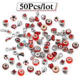 50Pcs Mixed Style Silver Charms Beads Dangle DIY Bracelets Jewelry Accessories