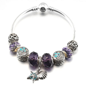 Summer Starfish Pendant Charm Bracelet Silver Chain Bangle