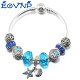 Summer Starfish Pendant Charm Bracelet Silver Chain Bangle