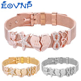 Stainless Steel Mesh Bracelet with Crystal Charm Bangle