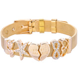 Stainless Steel Mesh Bracelet with Crystal Charm Bangle