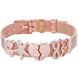 Stainless Steel Mesh Bracelet with Crystal Charm Bangle