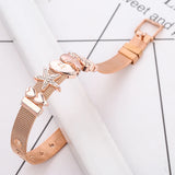 Stainless Steel Mesh Bracelet with Crystal Charm Bangle