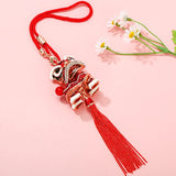 Red Enamel Lucky Lion Keyrings Key Chains Rings Holder Purse Bag For Women Men