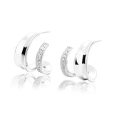 ZFSILVER S925 Silver Double C Diamond-set Earrings for Women