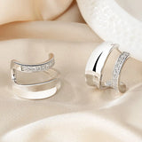 ZFSILVER S925 Silver Double C Diamond-set Earrings for Women