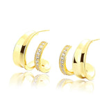 ZFSILVER S925 Silver Double C Diamond-set Earrings for Women