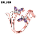 Adjustable Butterfly Crystal Wedding Ring