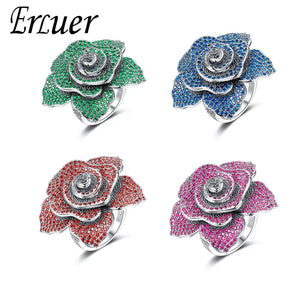 Rose Flower Crystal Zircon Party Finger Ring