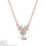 Mickey Shape Pendant Necklace Crystal Zircon Rhinestone Rose Jewelry Gift