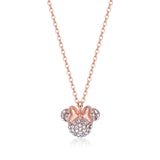 Mickey Shape Pendant Necklace Crystal Zircon Rhinestone Rose Jewelry Gift