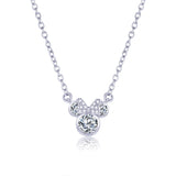 Mickey Shape Pendant Necklace Crystal Zircon Rhinestone Rose Jewelry Gift