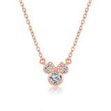 Mickey Shape Pendant Necklace Crystal Zircon Rhinestone Rose Jewelry Gift
