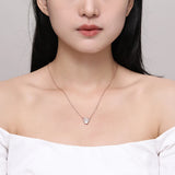 Mickey Shape Pendant Necklace Crystal Zircon Rhinestone Rose Jewelry Gift