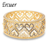 Heart Pattern Hollow Cuff Wide Bangle For Women Party Jewelry Pulseras Gift