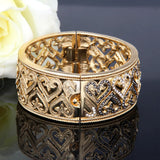 Heart Pattern Hollow Cuff Wide Bangle For Women Party Jewelry Pulseras Gift