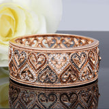 Heart Pattern Hollow Cuff Wide Bangle For Women Party Jewelry Pulseras Gift
