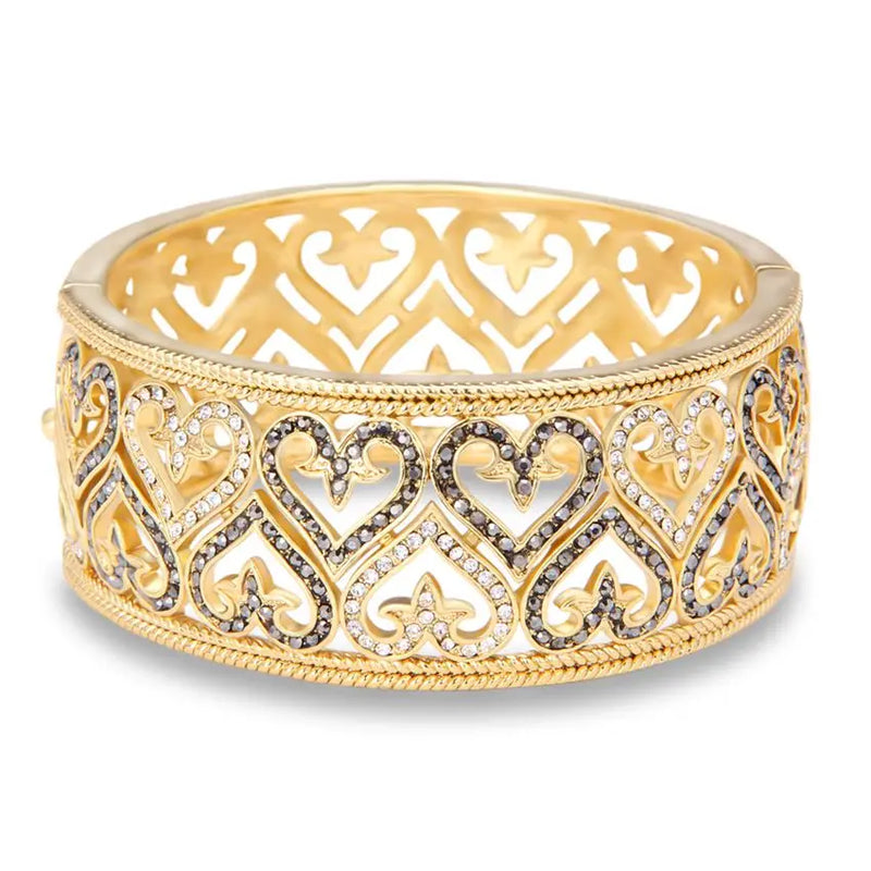 Heart Pattern Hollow Cuff Wide Bangle For Women Party Jewelry Pulseras Gift
