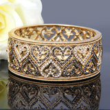 Heart Pattern Hollow Cuff Wide Bangle For Women Party Jewelry Pulseras Gift