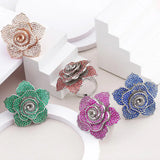 Crystal Zircon Silver Rose Flower Wedding Party Big Ring Girls