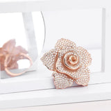 Crystal Zircon Silver Rose Flower Wedding Party Big Ring Girls