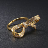 CZ Bowknot Wedding Band Ring for Women Girls