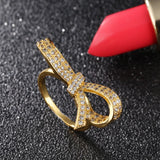 CZ Bowknot Wedding Band Ring for Women Girls