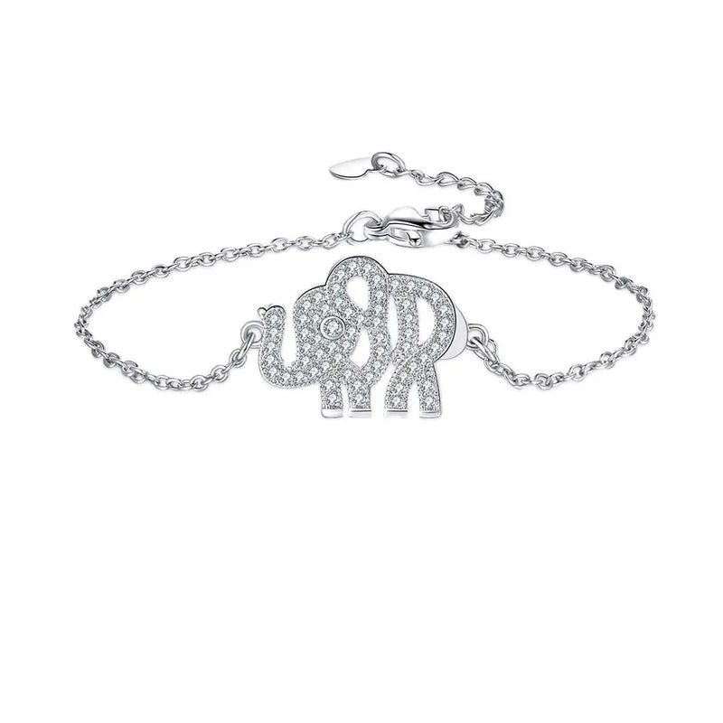 Boho CZ Elephant Women Bracelet Moissanite Wrist Bangle Jewelry