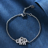Boho CZ Elephant Women Bracelet Moissanite Wrist Bangle Jewelry