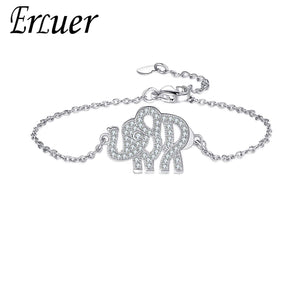 Boho CZ Elephant Women Bracelet Moissanite Wrist Bangle Jewelry