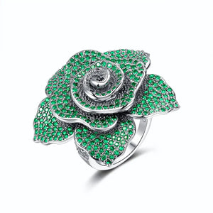 Vintage Flower Wedding Rings Jewelry Big Floral Party Rings Female