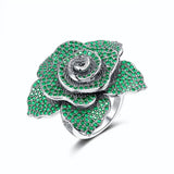 Vintage Flower Wedding Rings Jewelry Big Floral Party Rings Female