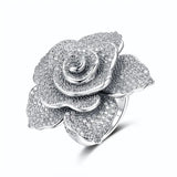 Vintage Flower Wedding Rings Jewelry Big Floral Party Rings Female