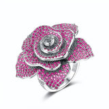 Vintage Flower Wedding Rings Jewelry Big Floral Party Rings Female